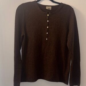 L.L. Bean Dark Brown Buttoned Henley